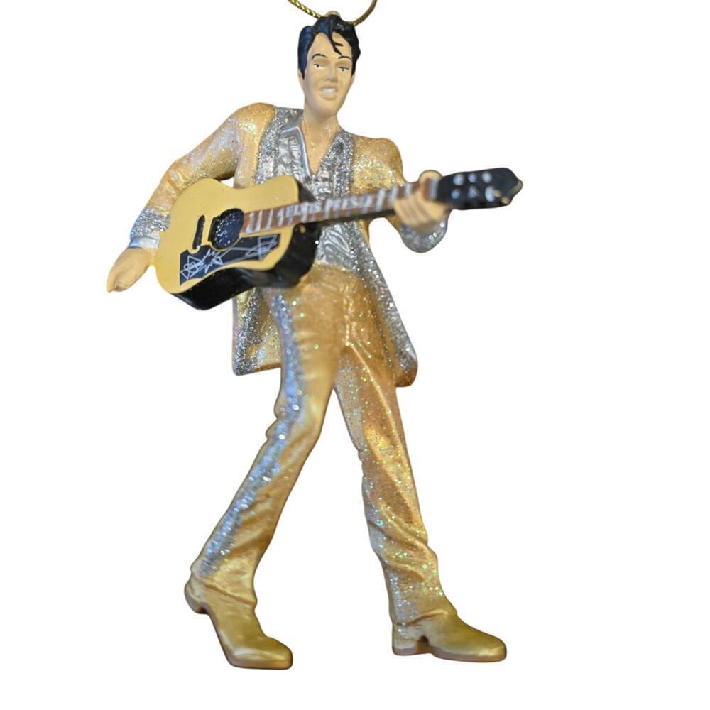 Elvis In Gold Suit With Guitar Ornament